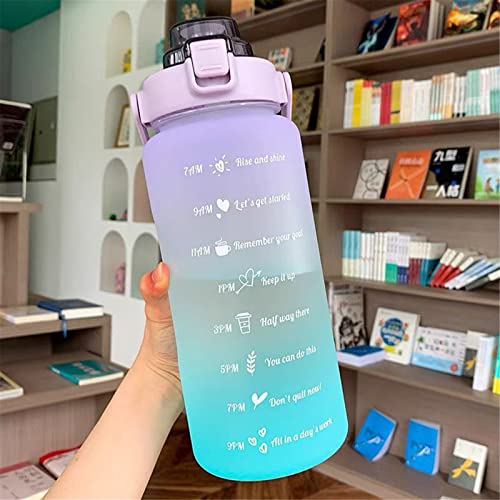 ASkinds 64oz Large Capacity Sports Water Bottles with Straw, Motivational Water Bottle with Time Marker & Bouncing Straw for Men Women Student to Office Gym Workout Travel Long Distance(2000ml)