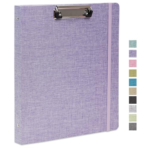 Three Ring Binder with Clipboard, Linen Cover Clipboard Binder 1 Inch for Letter Size, 2 Interior Pockets Paper for Organization of School, Business and Home - color: A-purple, size: 1PACK