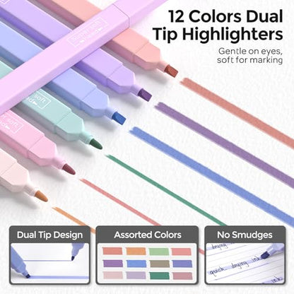 Nicpro School Supplies Stationary Set with Pencil Case, 50 PCS Black | Back to Schoo Supplies, Pen Case with 12 Highlighter, 5 Gel Pen, 6 Mechanical Pencil, Essentials for College, Nursing Student - color: Black, size: 50 PCS