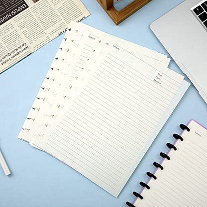 Discbound Notebook Refills for 11 Discs Notebooks 8.6 in x 12 in Letter Size 120 Sheets Multi-Subject Project Lined Pages Customizable Removable Pages(100 GSM) Heavyweight Planing Paper - color: White Refills, size: Large