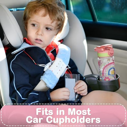 Kids Water Bottle for School, 16 Oz Plastic Straw Water Bottle with Silicone Spout and Leakproof Cover, Dishwasher Safe (Flower) - color: Flower, size: 16 Ounces