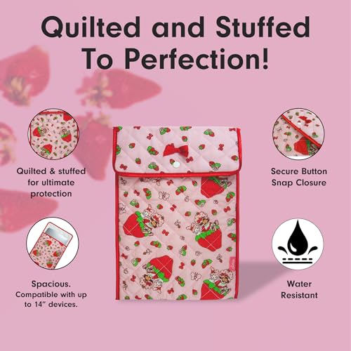 Sonix x Sanrio | Quilted Laptop Sleeve | 13-14 Inch, Quilted Soft Comfy Laptop Carrying Case, Computer Sleeve | My Melody x Strawberry Shortcake (13" - 14") - color: My Melody x Strawberry Shortcake