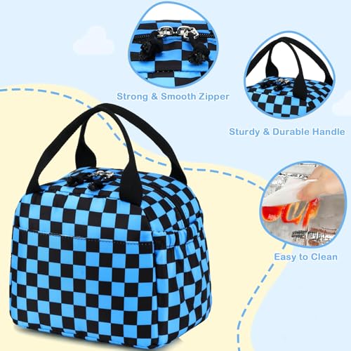 CAMTOP Boys Lunch Box Kids Insulated Lunch Bag Kids Cute Lunchbox for Boys Loncheras Para Niños - color: Blue Check