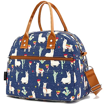 FlowFly Insulated Lunch Bag With Shoulder Strap for Women, Men, and Kids, Large and Reusable, Handle, Freezable Work and School Travel Tote and Meal Prep Organizer,Alpaca - color: Alpaca
