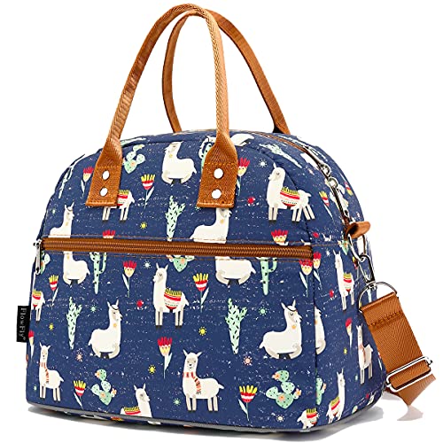 FlowFly Insulated Lunch Bag With Shoulder Strap for Women, Men, and Kids, Large and Reusable, Handle, Freezable Work and School Travel Tote and Meal Prep Organizer,Alpaca - color: Alpaca