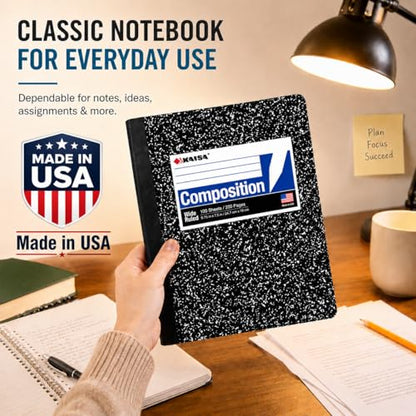 KAISA Composition Notebooks 100Sheets Comp Book, College Ruled, 9.75x7.5inch, Classic Marble Primary Composition Notebook, 20Pads, C10001C - color: 20pad, size: college