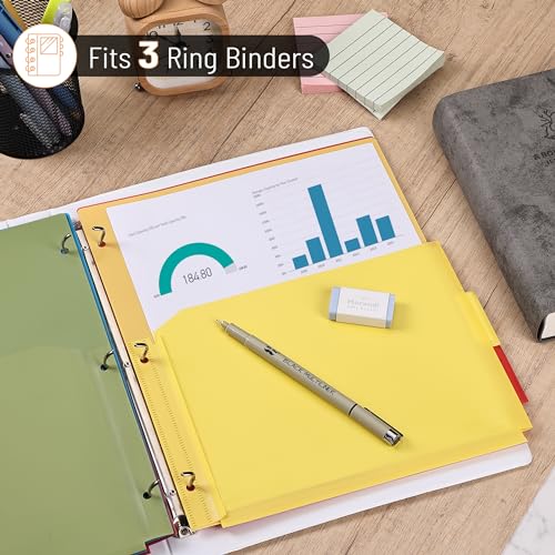 Mr. Pen- Expanding Binder Dividers with Pockets and Tabs, 5 Tabs | Colorful Dividers for 3 Ring Binder with Pockets
