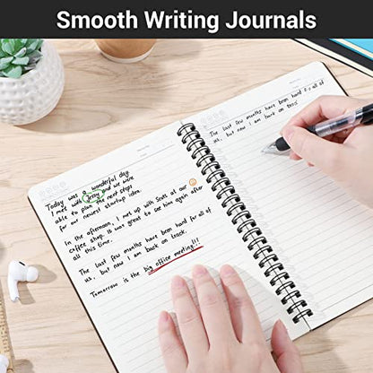 EUSOAR Spiral Ruled Notebook, A5 3packs 5.5"X8.3" 120 Pages Lined Travel Writing Notebooks Journal, Memo Notepad Sketchbook, College Office Business Diary Ruled Spiral Book Journal-3 Colors Covers - color: Black, Blue, Coffee, size: 3 Packs