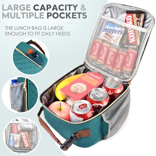 Genteen Kids Lunch Box Insulated Soft Mini Cooler with Bottle Holder, Lightweight Reusable Easy-Clean Lunch bag for Girls, Boys Back to School-Lake Green - color: Lake Green
