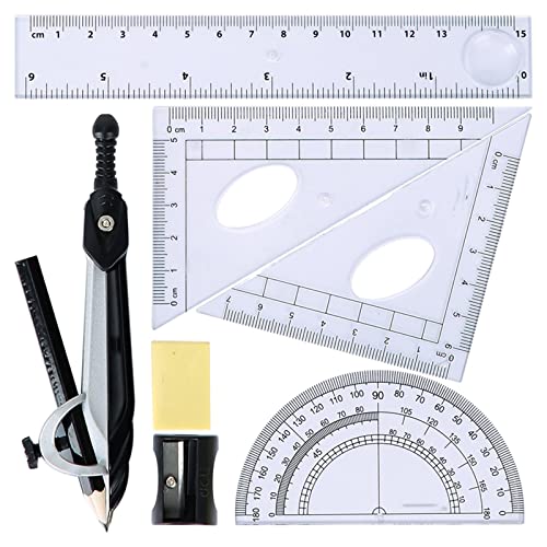 LUNIZ Drawing Compass Math Geometry Kit Set Math Tool Kit with Storage Box Geometry Tool Set Metal Geometry Drawing Tools for Students Compasses Drafting Tools