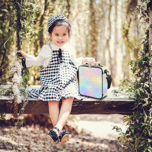 Pardick Rainbow Leopard Kids Lunch Bag Colorful Leopard Skin Insulated Lunch Box Mini Cooler Back to School Thermal Meal Tote Kit Bento Tote Bags Lunchbox for Boys Girls - color: Rainbow Leopard