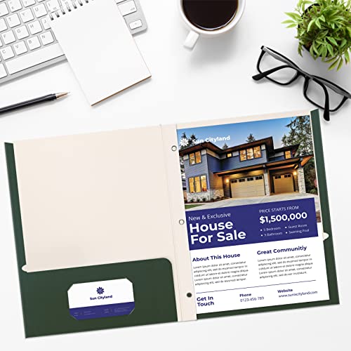 Better Office Products Dark Green 2 Pocket Folders with Prongs, 50 Pack, Letter Size, Matte Texture, 8.5 x 11 Inch - color: Dark Green