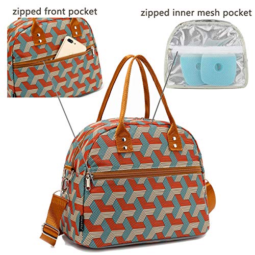 FlowFly Insulated Lunch Bag With Shoulder Strap for Women, Men, and Kids, Large and Reusable, Handle, Freezable Work and School Travel Tote and Meal Prep Organizer,Stereoscopic Red - color: Stereoscopic Red