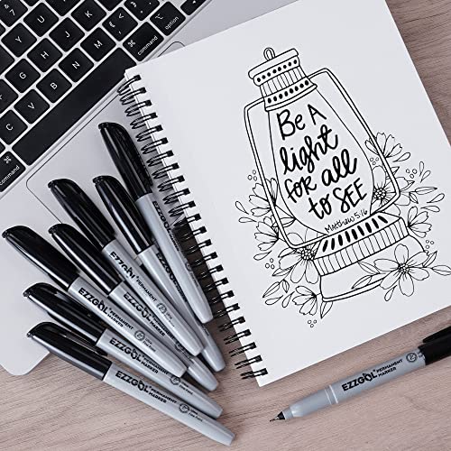 Ezzgol Ultra Fine Permanent Marker, 72 Pack Ultra Fine Point Black Permanent Marker set, Works on Plastic,Wood,Stone,Metal and Glass for Doodling, Marking