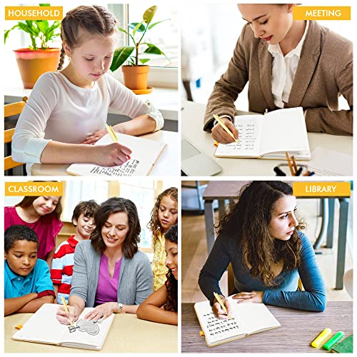 12 Pack Notebooks Journals Bulk with 12 Black Pens, Feela A5 Hardcover Notebook Classic Ruled Journal Set with Pen Holder for School Business Work Travel Writing, 120 GSM, 5.1”x8.3”, Yellow - color: 12 Pack yellow