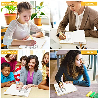 12 Pack Notebooks Journals Bulk with 12 Black Pens, Feela A5 Hardcover Notebook Classic Ruled Journal Set with Pen Holder for School Business Work Travel Writing, 120 GSM, 5.1”x8.3”, Yellow - color: 12 Pack yellow