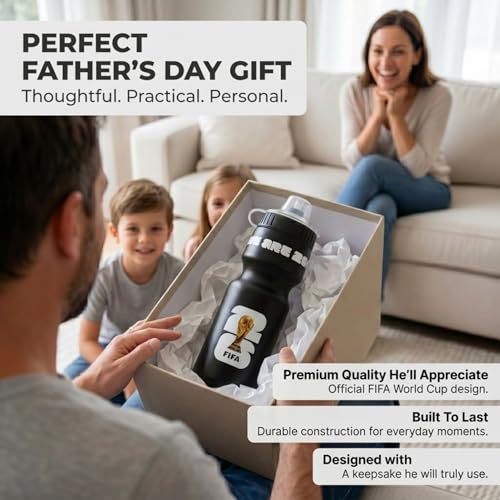 Official FIFA World Cup 2026 Edition 24oz Refillable Squeeze Water Bottle - color: Black