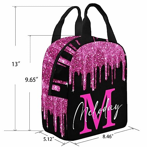 Personalized School Backpack for Daughter from Mom, Custom Deep Pink Sparkle Drip Initial Casual Daypacks Lunch Tote Bag Customized Travel Book Bag with Name Knapsack Schoolbag for Teens Boys Girls - color: Multi 03