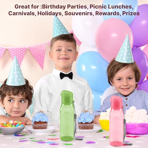 MILTON Bulk Water Bottles Set of 4 – 10 and 17oz Multicolor Bottles for Kids and Adults – Leak Proof with Carry Strap – Square Reusable Bottles for Juice, Drinks BPA-Free Dishwasher-Safe - color: Square Pink/Green