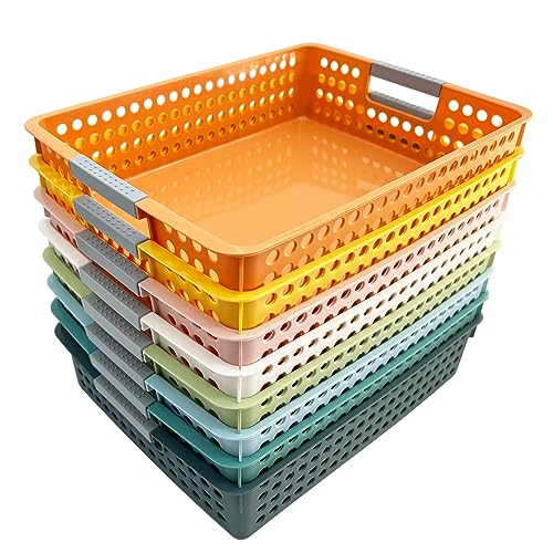 8Pcs Classroom Organization and Storage Paper Tray Holds,Fits 4A paper | Paper Trays for Classroom Toy,Crayons,Handicrafts Storage,Also for Library, Drawers, Office, Kitchen, Bathroom - color: 8 Color