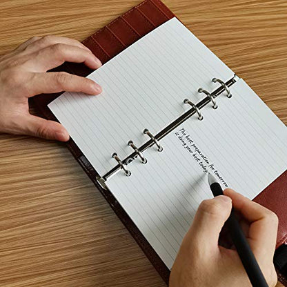 A6 Lined Refill Paper, 100 Sheets/200 Pages Loose Leaf Paper for Filofax Person Binders, 6 Holes Punched, 100gsm Ruled White Filler Paper, 3.75'' x 6.75'' - size: 100 Sheets
