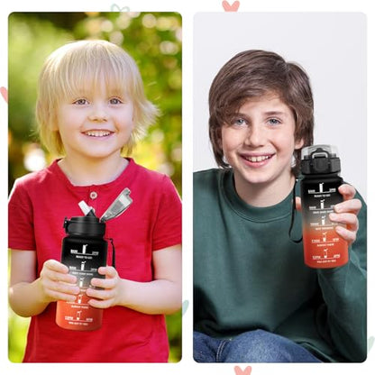 500ml Water Bottle with Straw, BPA Free Reusable Motivational Bottle with Time Marker, Leak Proof, Ideal for School, Office, Camping