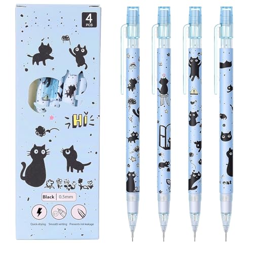 4 Pcs Cat Mechanical Pencils Cute 0.5mm Mechanical Pencil Kawaii Pencils School Pencil for Students Women Office School Suppies