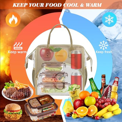 Initial Lunch Bag Women, Cooler Insulated Lunch Box for Girls, Large Adult Leakproof Lunch Box for Picnic Work, Personalized Tote Bag, Birthday Gifts/Teacher Gifts, Letter A. - color: A