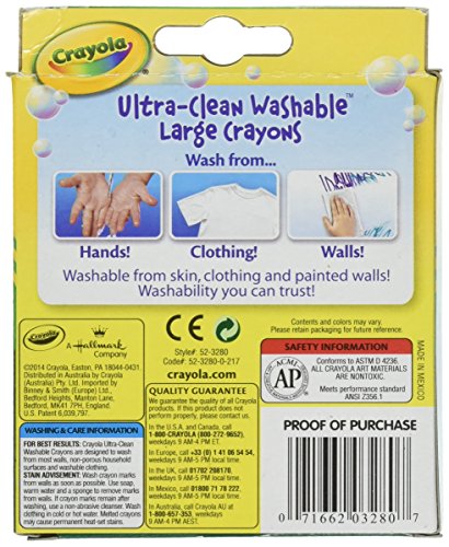 Crayola Washable Crayons, Large Size, 8 Colors, Pack of 1