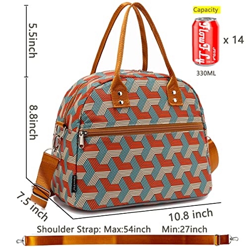 FlowFly Insulated Lunch Bag With Shoulder Strap for Women, Men, and Kids, Large and Reusable, Handle, Freezable Work and School Travel Tote and Meal Prep Organizer,Stereoscopic Red - color: Stereoscopic Red