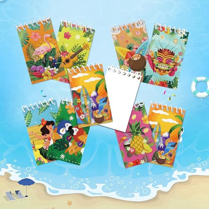 Boerni 8 Pcs Mini Hawaiian Spiral Notebook 3.9 x 2.4 Inch Hawaii Pocket Notepads Bulk Tropical Luau Journal Lined Memo Notes for Birthday Party Supplies School Student Teacher Classroom Reward