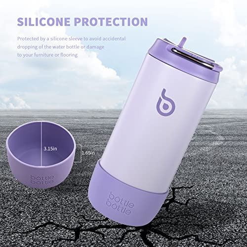 BOTTLE BOTTLE Kids Water Bottle 12 oz for Boys Girls purple | Insulated Water Bottles with Leak Proof Lid,Silicone Boot, Straw Cup for School Sports Travel,Gifts - color: Purple