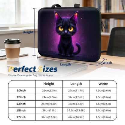Laptop Bag 15.6 Inch,Resistant Shockproof Laptop Sleeve Case Protective Cover Carrying Case with Handle Compatible for HP Dell Lenovo Acer Asus Notebook Computer,Big-Eyed Black Cat - color: Big-eyed Black Cat, size: 15-15.6 in