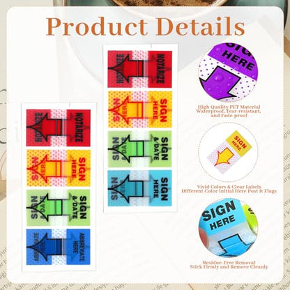 600 Pcs/6 Pack Sign Here Tabs, Colorful Adhesive Sign Here Flags Stickers, Arrow Labels Sign Here Stickers for Annotating Books, Arrow Sticky Notes for School Office Home Documents Notebooks Supplies - style: style 2