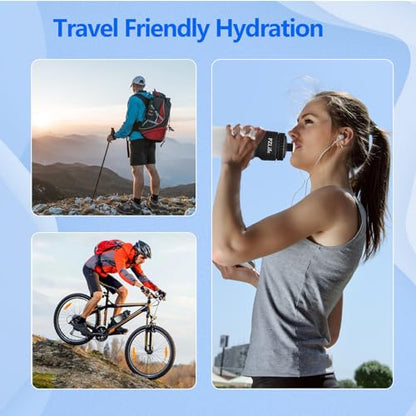 2 Pack Bicycle Water Bottle 24oz - BPA Free Leakproof Squeeze Bottle | with Capacity Scale w/Pull Top Lid,Reusable , for Bike, Gym,Running - color: y-Black+Black