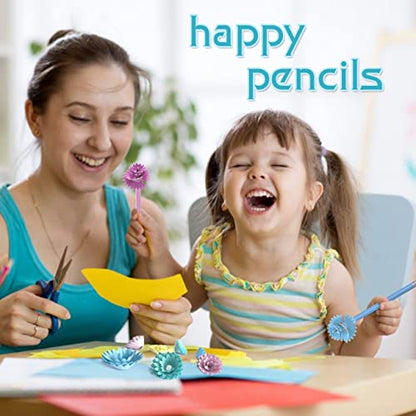 Flower Shaped HB Pencils for Kids, Cute School Supplies, 12 Count | Unique Petal-Like Shavings Design, Encourages Creative Learning, Classroom Prizes, Birthday Gifts, Party Favors - style: Flower Pencils