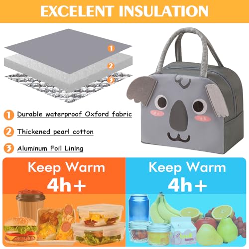 Lunch Bags Tote Cooler Bag Insulated Reusable Lunch Tote Bags Cartoon Portable Lunch Box Bag for Work Office Picnic Beach (Koala) - color: Koala