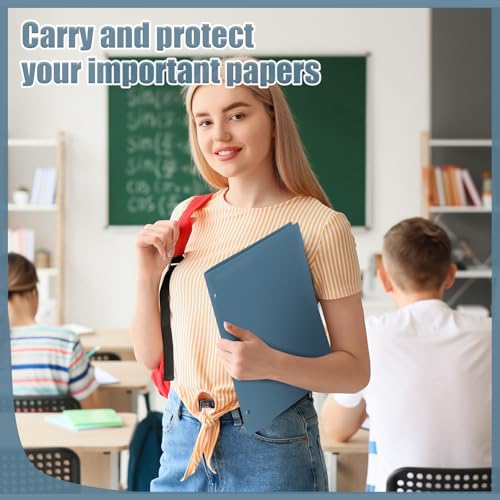 Yeaqee 50 Pcs Plastic Folders with Pockets Bulk 3 Hole Punched 2 Pocket File Folders for 3 Ring Binder Divider Folder for Notebooks, Durable Poly for Office Home (Blue Gray) - color: Blue Gray