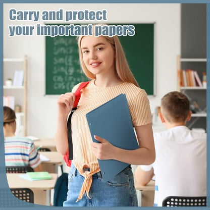 Yeaqee 50 Pcs Plastic Folders with Pockets Bulk 3 Hole Punched 2 Pocket File Folders for 3 Ring Binder Divider Folder for Notebooks, Durable Poly for Office Home (Blue Gray) - color: Blue Gray