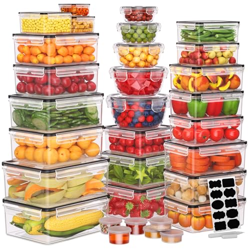JSCARES 62 PCS Large Food Storage Containers with Lids Airtight (31 Lids & 31 Containers)- Reusable Plastic Leakproof Meal-Prep Container for Kitchen Storage Organization Microwave/Dishwasher Safe - color: 31 Pack