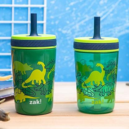 Zak Designs Dino Camo Kelso Tumbler 3pc Set, Leak-Proof Screw-On Lid with Straw, Bundle for Kids Includes Plastic and Stainless Steel Cups with Additional Sipper - color: Dino Camo, size: 3 Piece Set (Pack of 1)