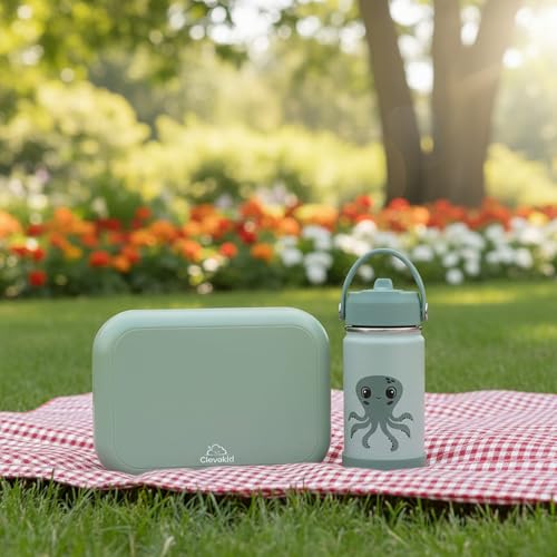 Bento Midi Lunch Box with carrying handle – 4 No-Mix Compartments | Microwave & Dishwasher Safe,Removable Tray | 900ML OZ (Green Olive) - color: Green Olive