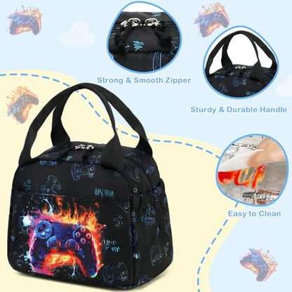 CAMTOP Boys Lunch Box Kids Insulated Lunch Bag Kids Cute Lunchbox for Boys Loncheras Para Niños - color: Gaming Controller