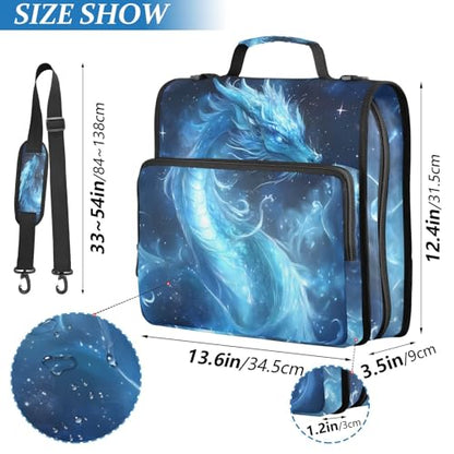 3 Ring Zipper Binder with Shoulder Strap Dragon Galaxy Blue 2 Inch Zippered Binder Bag 500 Sheet Capacity Multi Pockets for School Supplies - color: Multi37
