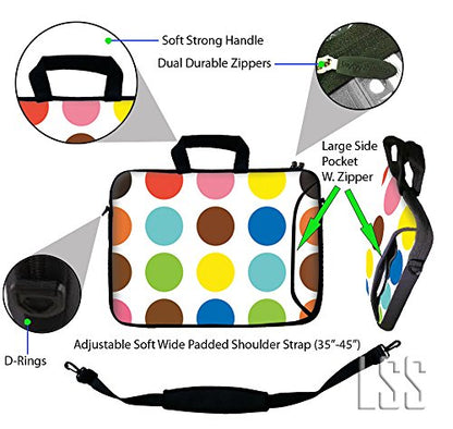 LSS 13.3 inch Laptop Sleeve Bag Notebook with Extra Side Pocket, Soft Carrying Handle & Removable Shoulder Strap for 12" 12.1" 13" 13.3" Apple MacBook Air, GW, Acer, Aspire Asus, Dell, HP, Sony, Toshiba, Samsung - Polka Dots - color: Polka Dots, size: 13