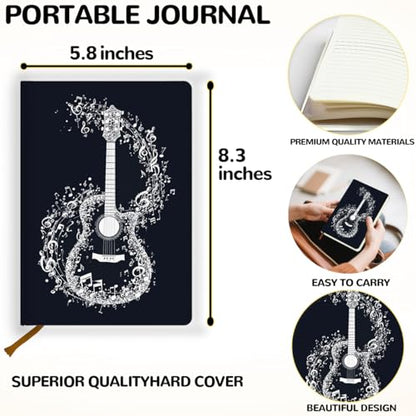 Lovdazzles Pretty Leather Lined Journal Guitar Tab Music Notebook 200 Pages A5 Ruled Journaling Notebooks, for Music Composition Songwriting for Instrument Lovers Musicians Students(5.8 x 8.3) - color: Multi 1709