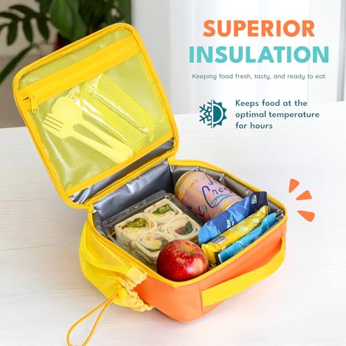 Elemental Insulated Lunch Bag for Kids, with Water Bottle Pocket & Charm Band, Fits Lunch Box, Lunch Bag for School to Keeps Food at Optimal Temperature, 3L - Jungle - color: Yellow