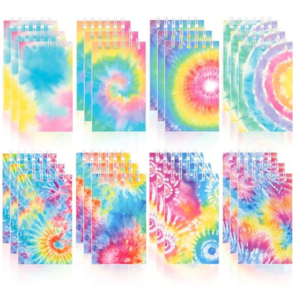 24 PCS Mini Tie Dye Notepads Small Spiral Notebook Mini Notebook Bulk for Party Supplies Multicolor Pocket Notebooks for Tie Dye Birthday Party Art Gift Supplies - style: Tie Dye