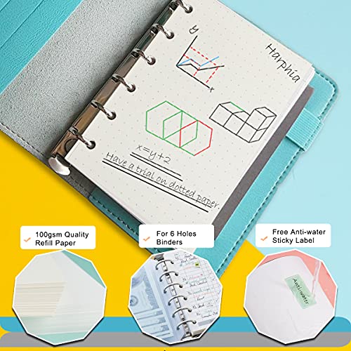 A7 Planner Refill,4 Pcs per Set, Dot Mattrix Paper, with Label Stickers Gift,Mini Binder Refills for 6 Ring Mini Planners,6 hole/100gsm Thick Paper/4.84 x 3.23'', Harphia - color: Dot Matrix