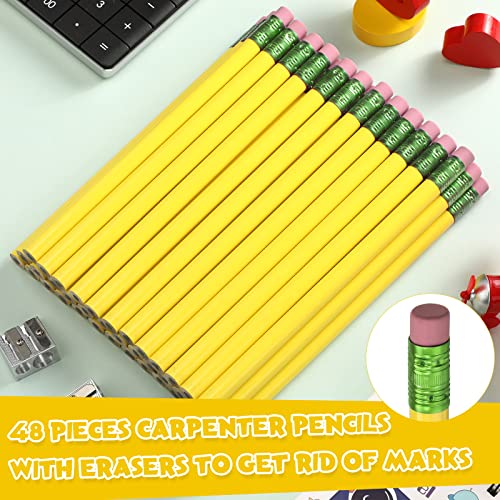 Fainne 48 Pcs Fat Pencils Jumbo Big Thick Large Pencils and 3 Pieces Sharpeners for Kids Beginners Preschoolers Kindergarten School Office Supplies(Yellow+Green,Round) - color: Pink,Yellow, style: Round